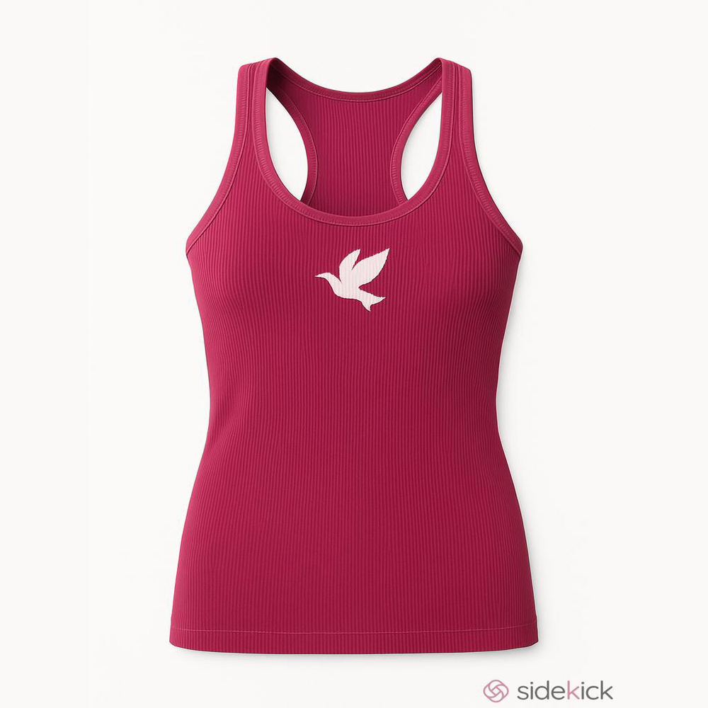 One Teaspoon Logo Bower Bird Rib Singlet Merlot Wine Size M